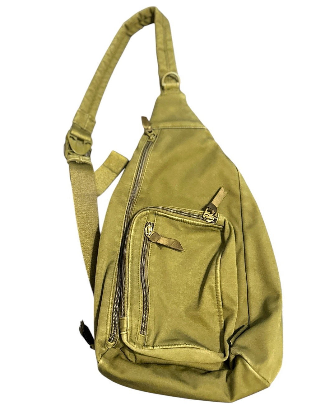Vera Bradley Olive Green Sling Backpack Crossbody Travel Bag Floral Lining